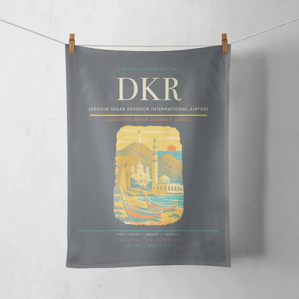 Leopold Sedar Senghor International Airport (DKR) design on gray towel