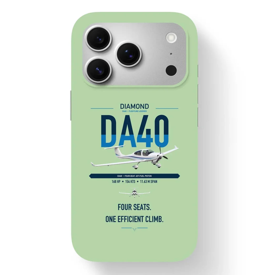 Diamond DA40 design on light green magsafe iphone case, for iPhone 17 Pro