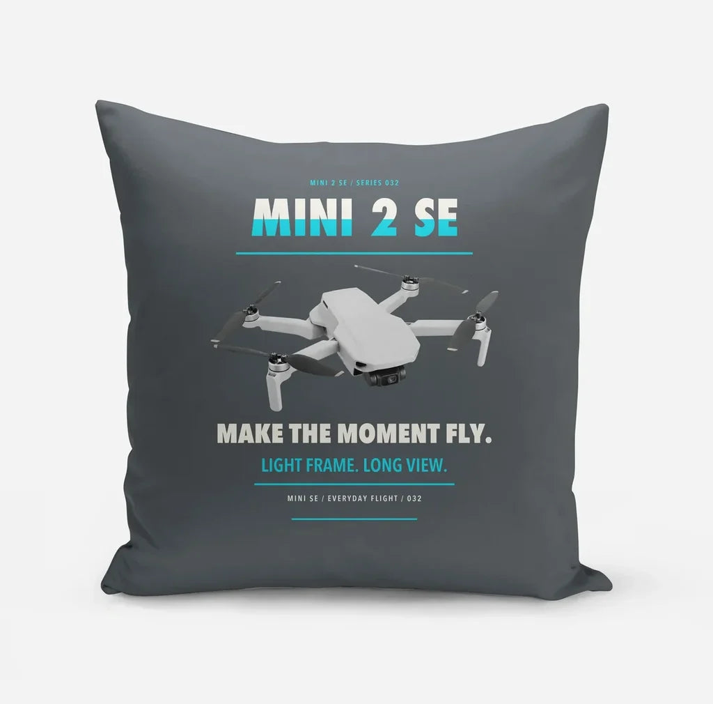 DJI Mini 2 SE design on gray pillow