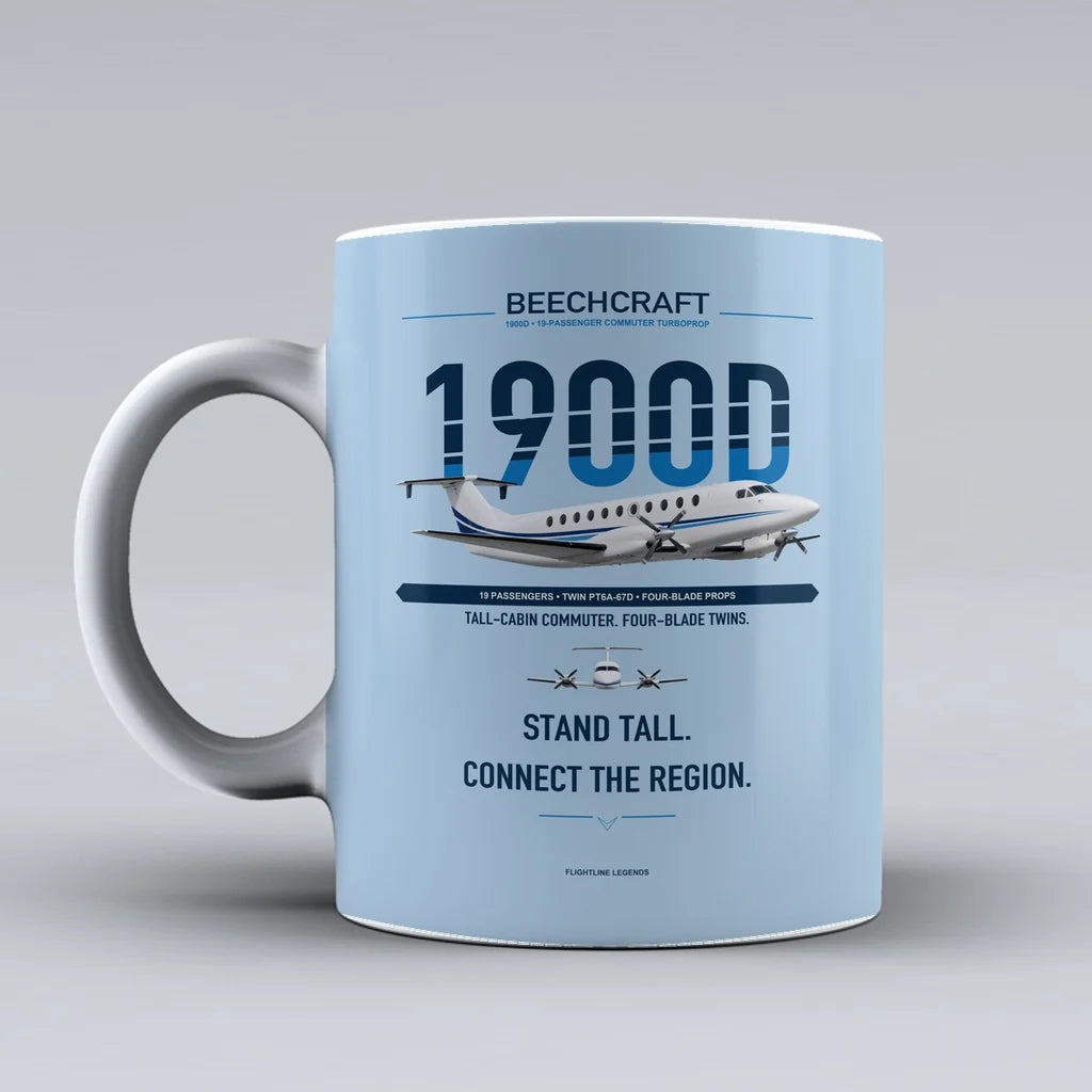 1900D Mug design on light blue beechcraft