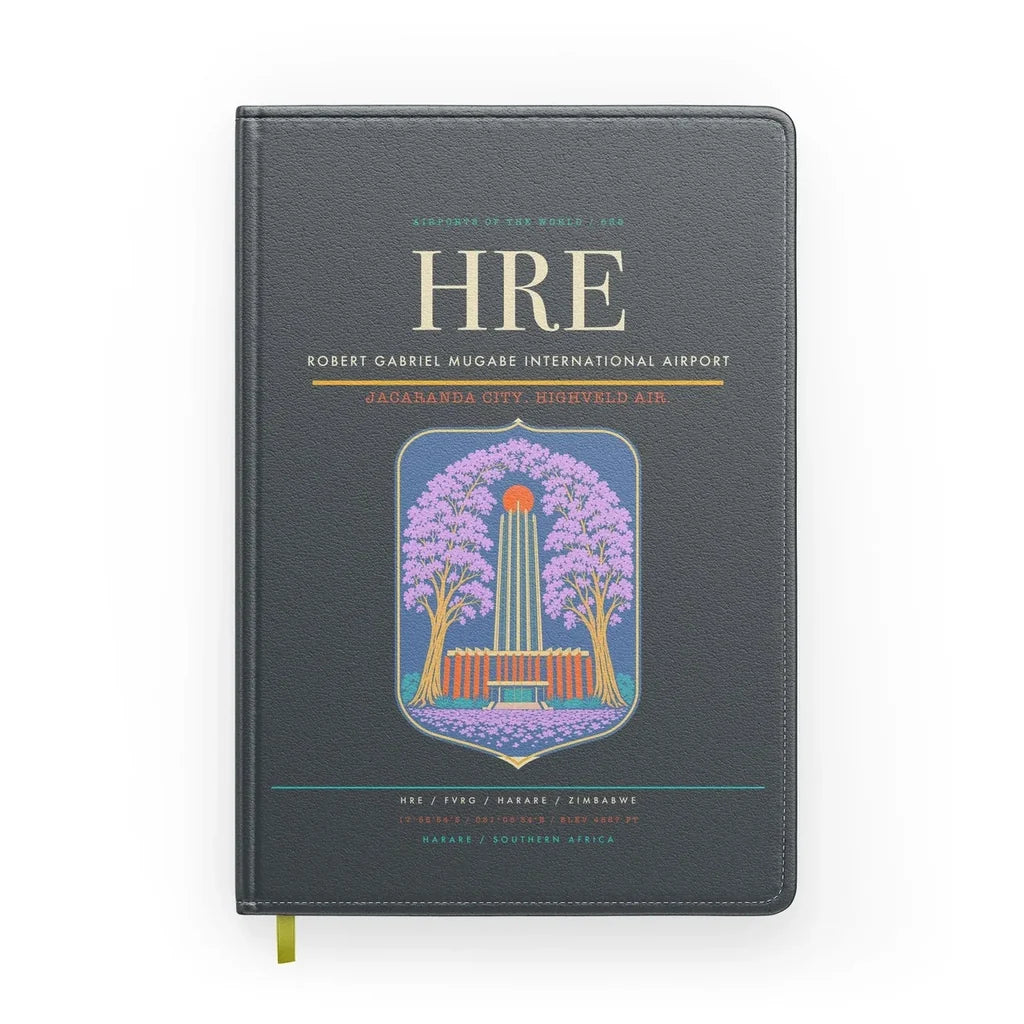 Robert Gabriel Mugabe International Airport (HRE) design on gray notebook