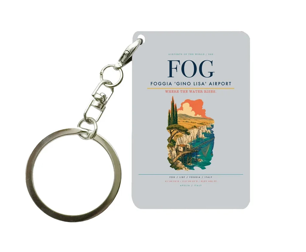 Foggia 'Gino Lisa' Airport (FOG) design on light gray key chain