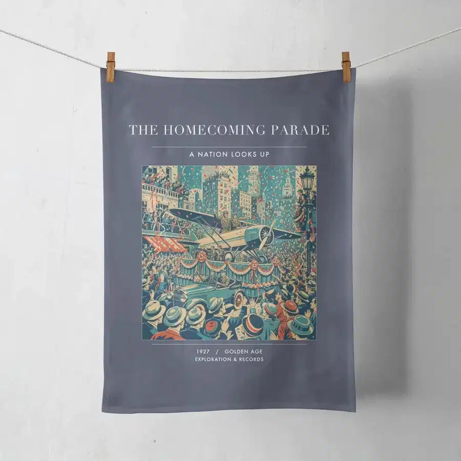 VINTAGE G4053 - The Homecoming Parade - Designed Towels design on navyblue