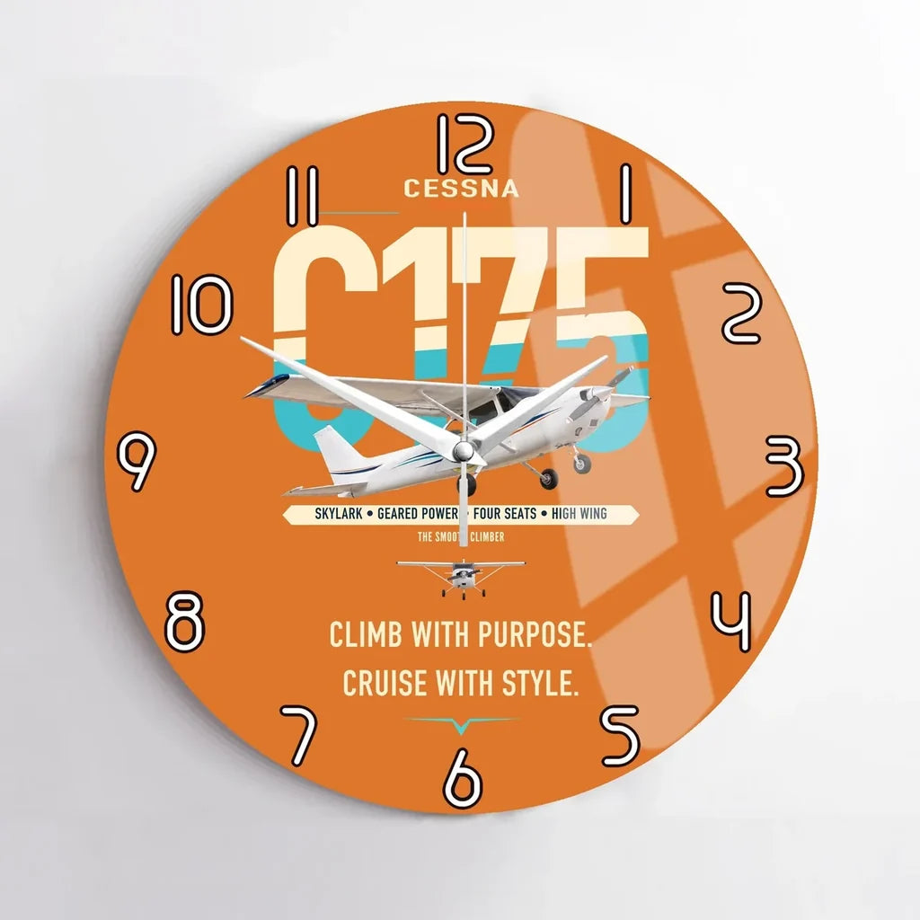 Cessna 175 Skylark design on orange no frame wall clock