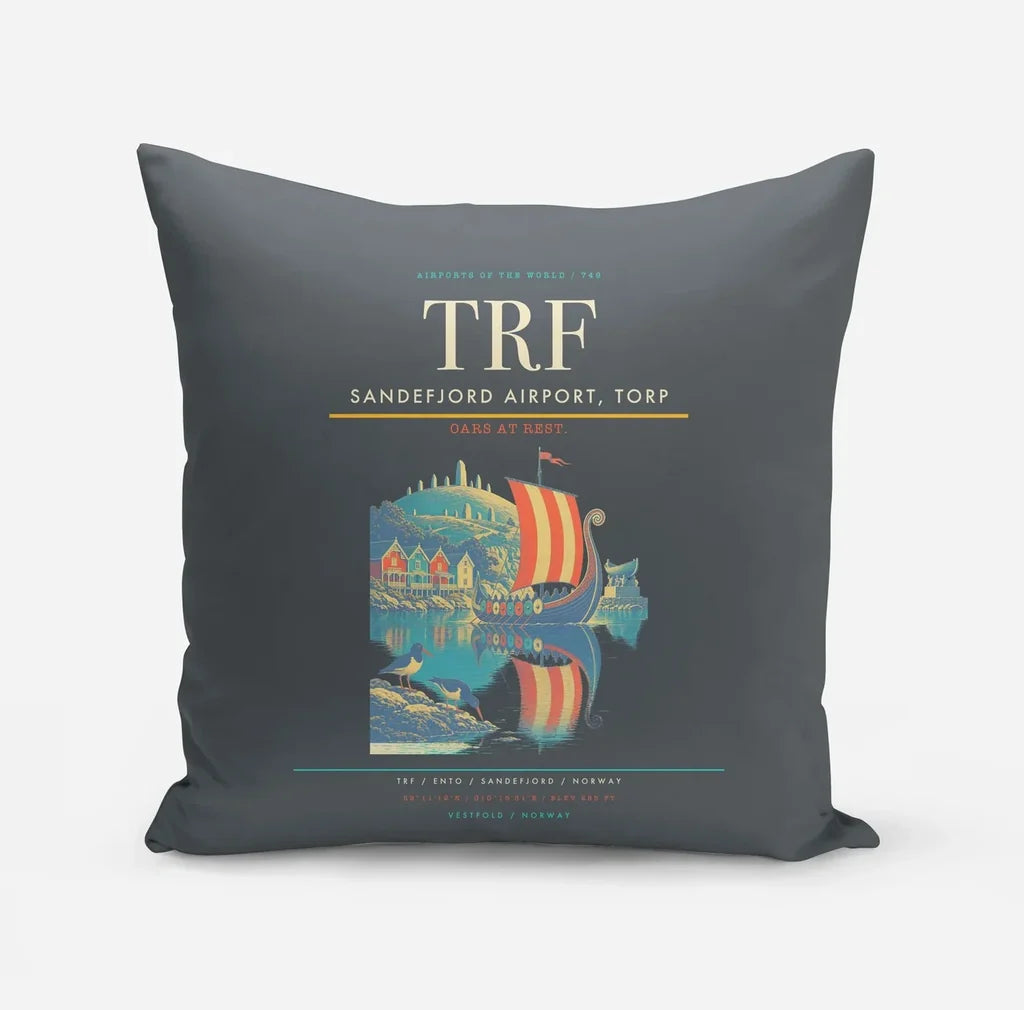 Sandefjord Airport, Torp (TRF) design on gray pillow