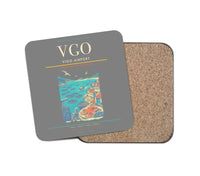 Thumbnail for Vigo Airport (VGO) design on gray 1 piece coaster