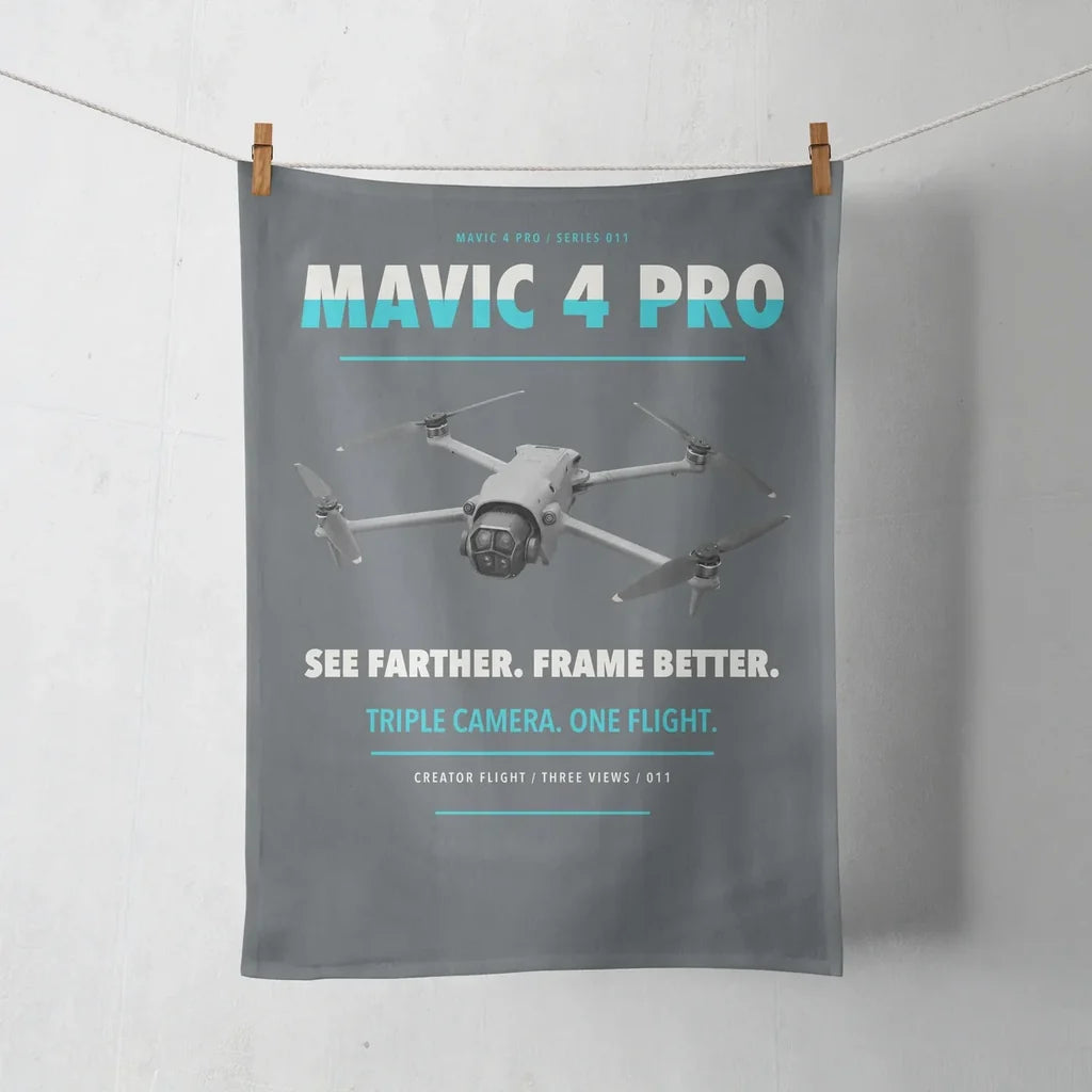 DJI Mavic 4 Pro design on gray towel