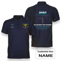 Thumbnail for Ascent AeroSystems Spirit design on navy blue polo with custom name badge