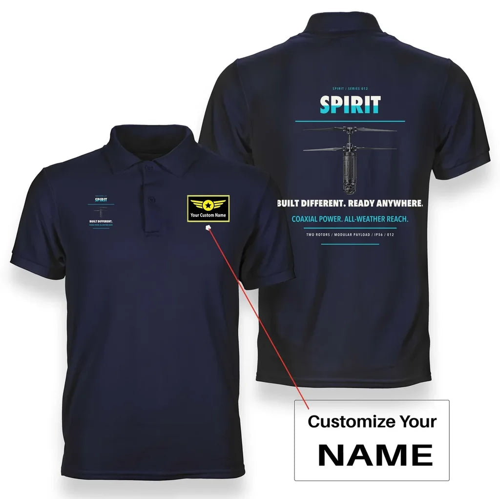 Ascent AeroSystems Spirit design on navy blue polo with custom name badge