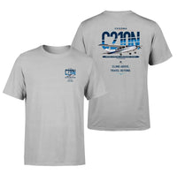 Thumbnail for Cessna T210N Centurion design on light gray t-shirt, double-side print