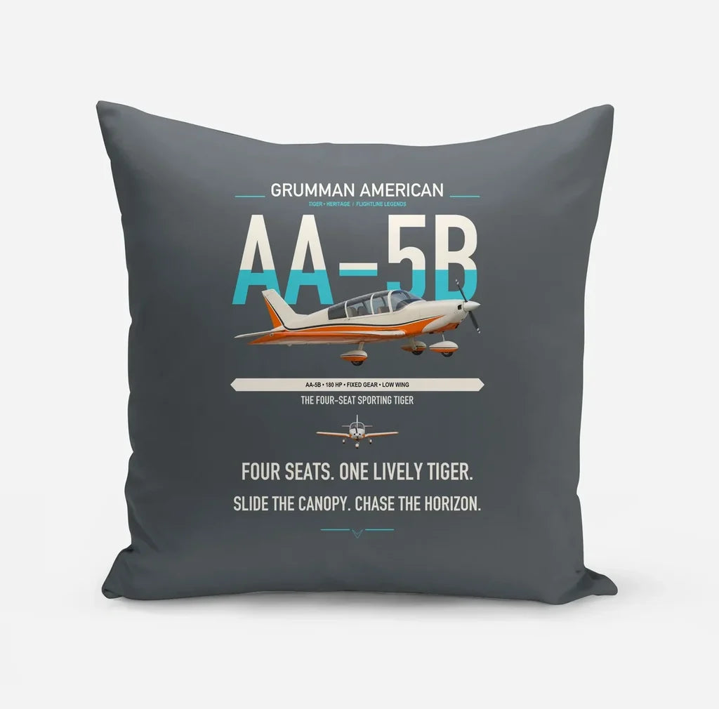 Grumman American AA-5B Tiger design on gray pillow