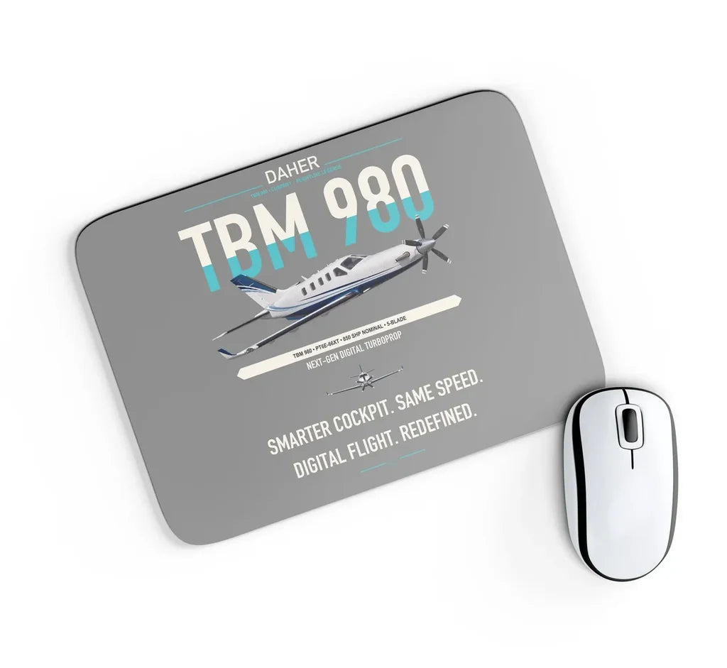 Daher TBM 980 design on gray rectangle mouse pad