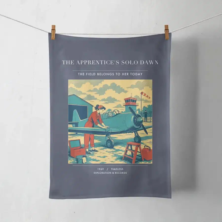 VINTAGE G4427 - The Apprentice's Solo Dawn - Designed Towels design on navyblue