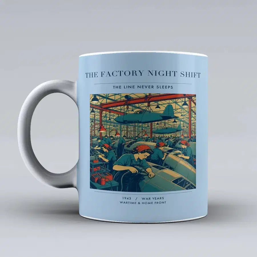 VINTAGE G4502 - The Factory Night Shift - Ceramic Mug design on lightblue