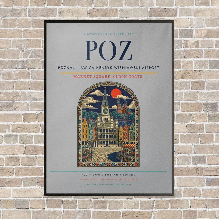 Poznan - awica Henryk Wieniawski Airport POZ - Canvas Framed - Light Gray