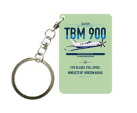 Thumbnail for Daher TBM 900 design on light green designed key chain, double-side print