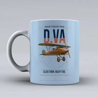 Thumbnail for Albatros D.Va design on light blue ceramic mug, double-side print