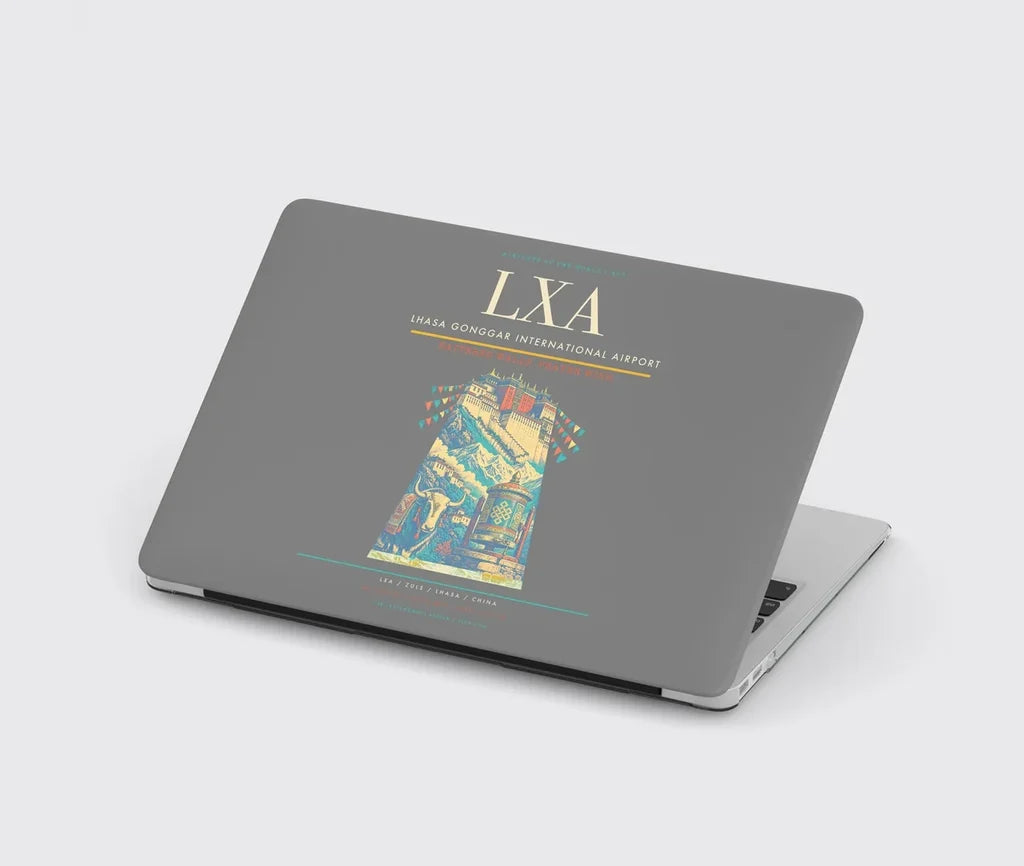 Lhasa Gonggar International Airport (LXA) design on gray MacBook case