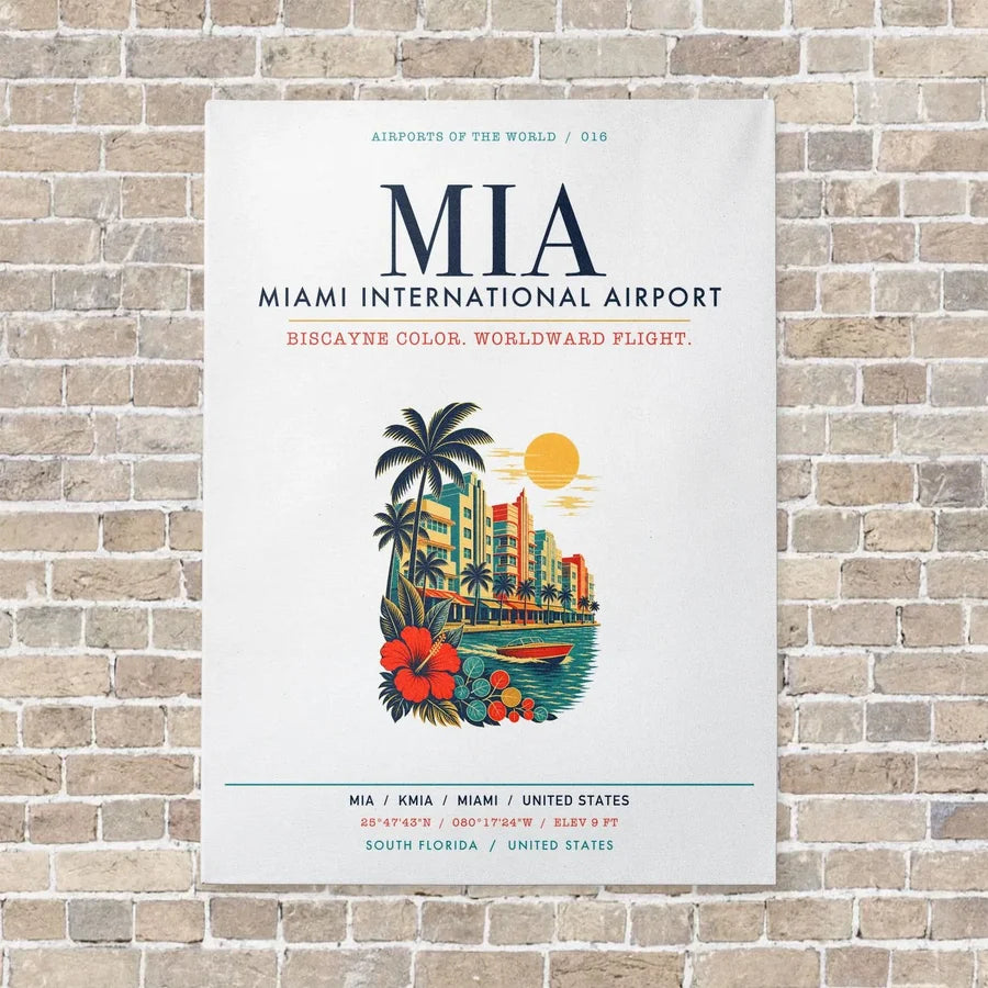 Miami International Airport MIA vertical canvas print - no frame - white background