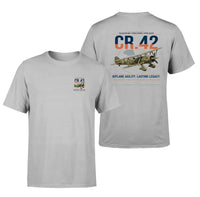 Thumbnail for Fiat CR.42 Falco design on light gray t-shirt, double-side print