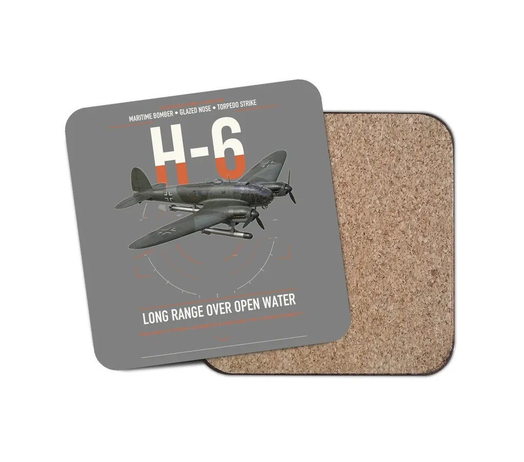 Heinkel He 111H-6 design on gray 1 piece coaster