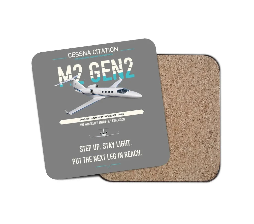 Cessna Citation M2 Gen2 design on gray 1 piece coaster
