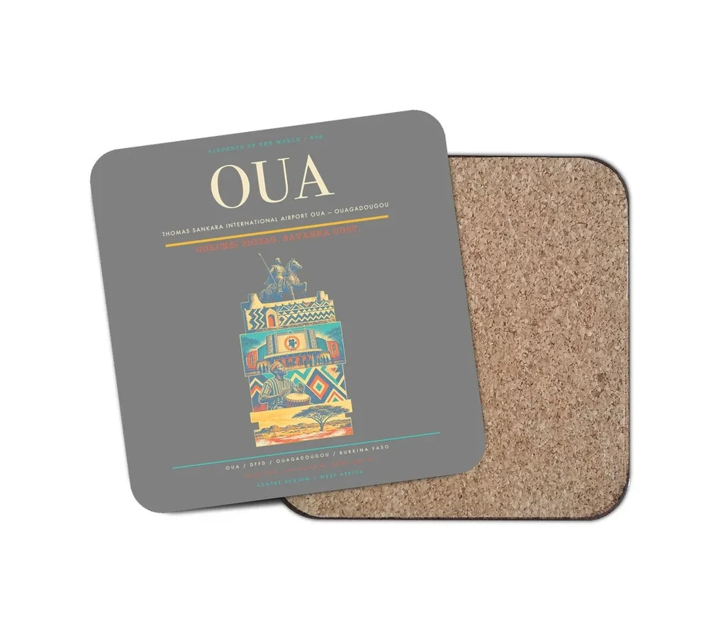 Thomas Sankara International Airport (OUA) design on gray 1 piece coaster