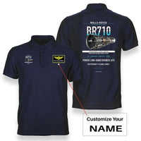 Thumbnail for BR710 design on navy blue polo with custom name badge
