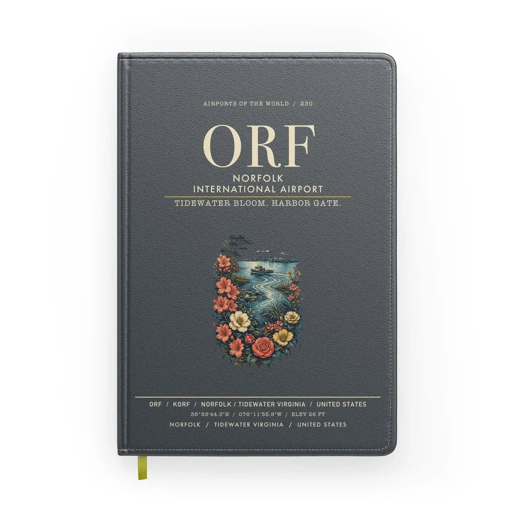 Norfolk International Airport (ORF) design on gray notebook