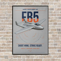 Thumbnail for de Havilland Vampire FB5 vertical canvas print - framed - light gray background