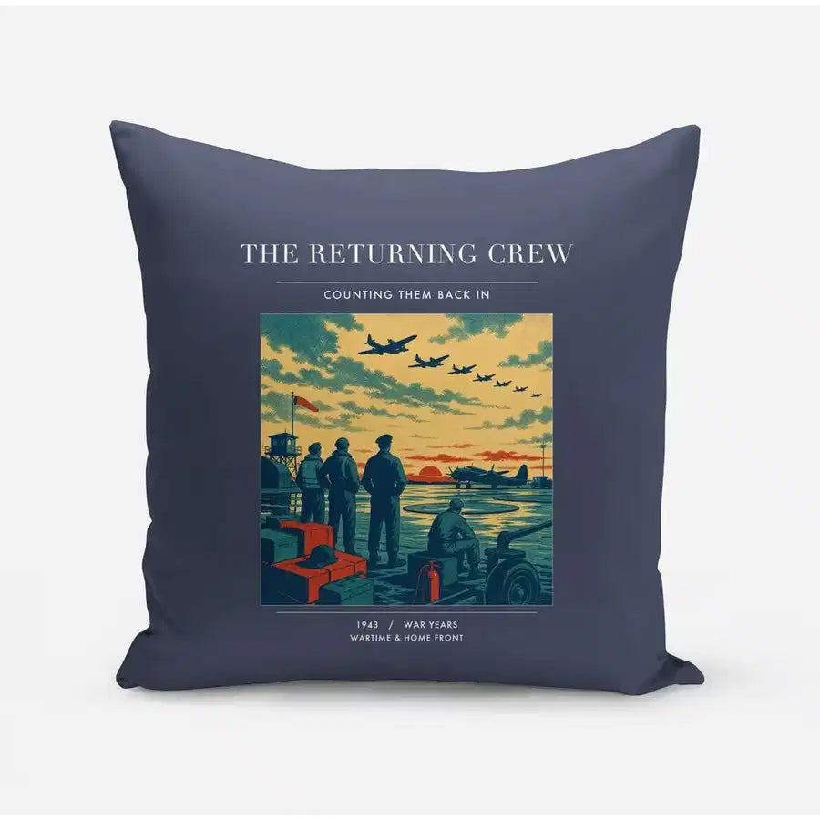 VINTAGE G4519 - The Returning Crew - Designed Pillows design on navyblue