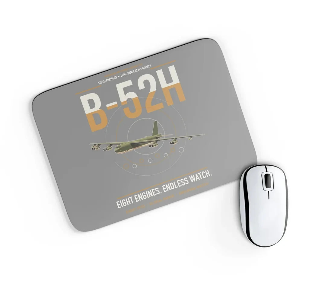 B-52H Stratofortress design on gray rectangle mouse pad