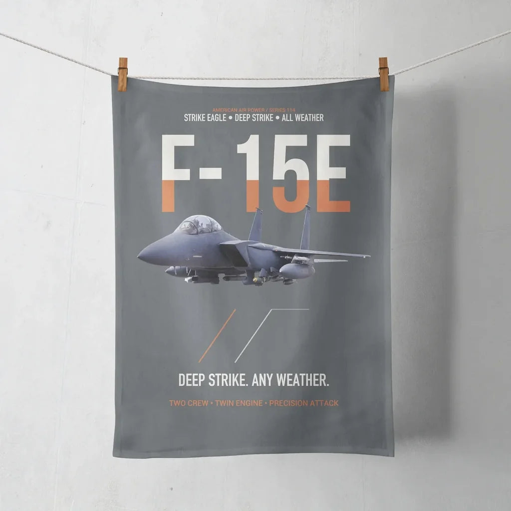 F-15E Strike Eagle Deep Strike Any Weather design on gray towel
