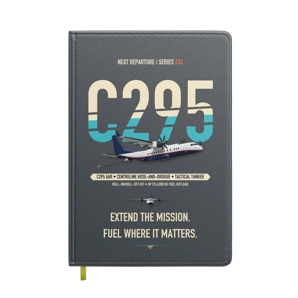 Airbus C295 Air-to-Air Refuelling design on gray notebook