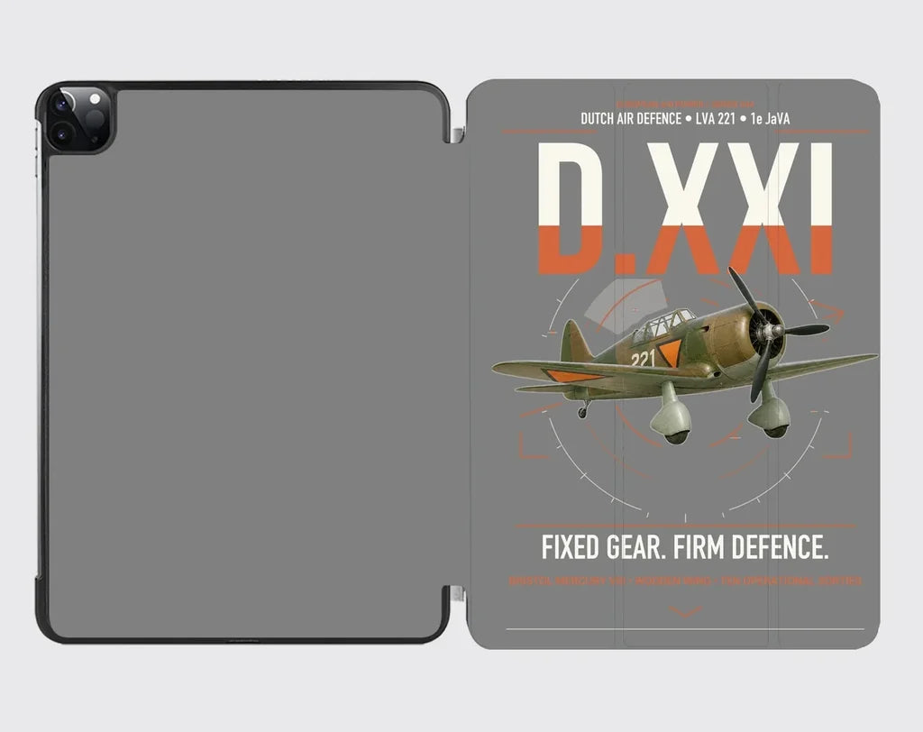 Fokker D.XXI — Dutch LVA aircraft 221 design on gray ipad tablet case