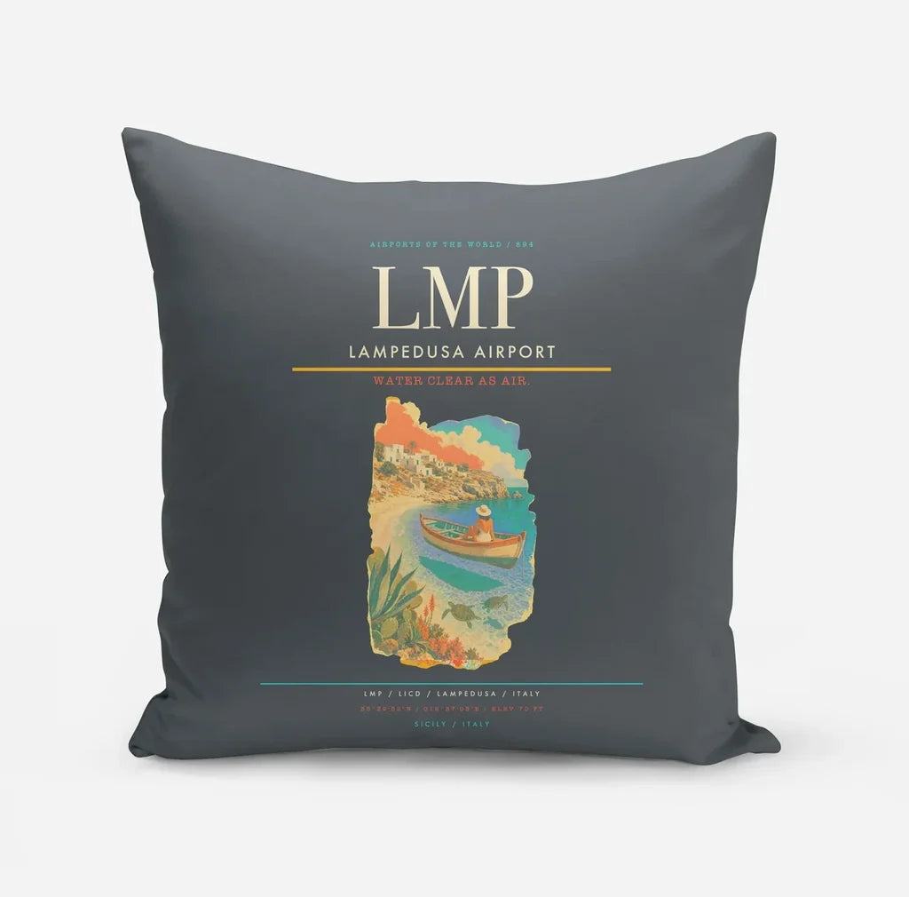 Lampedusa Airport (LMP) design on gray pillow
