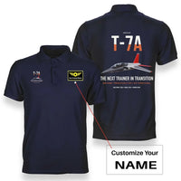 Thumbnail for T-7A Red Hawk design on navy blue+name double-side polo t-shirt, double-side print