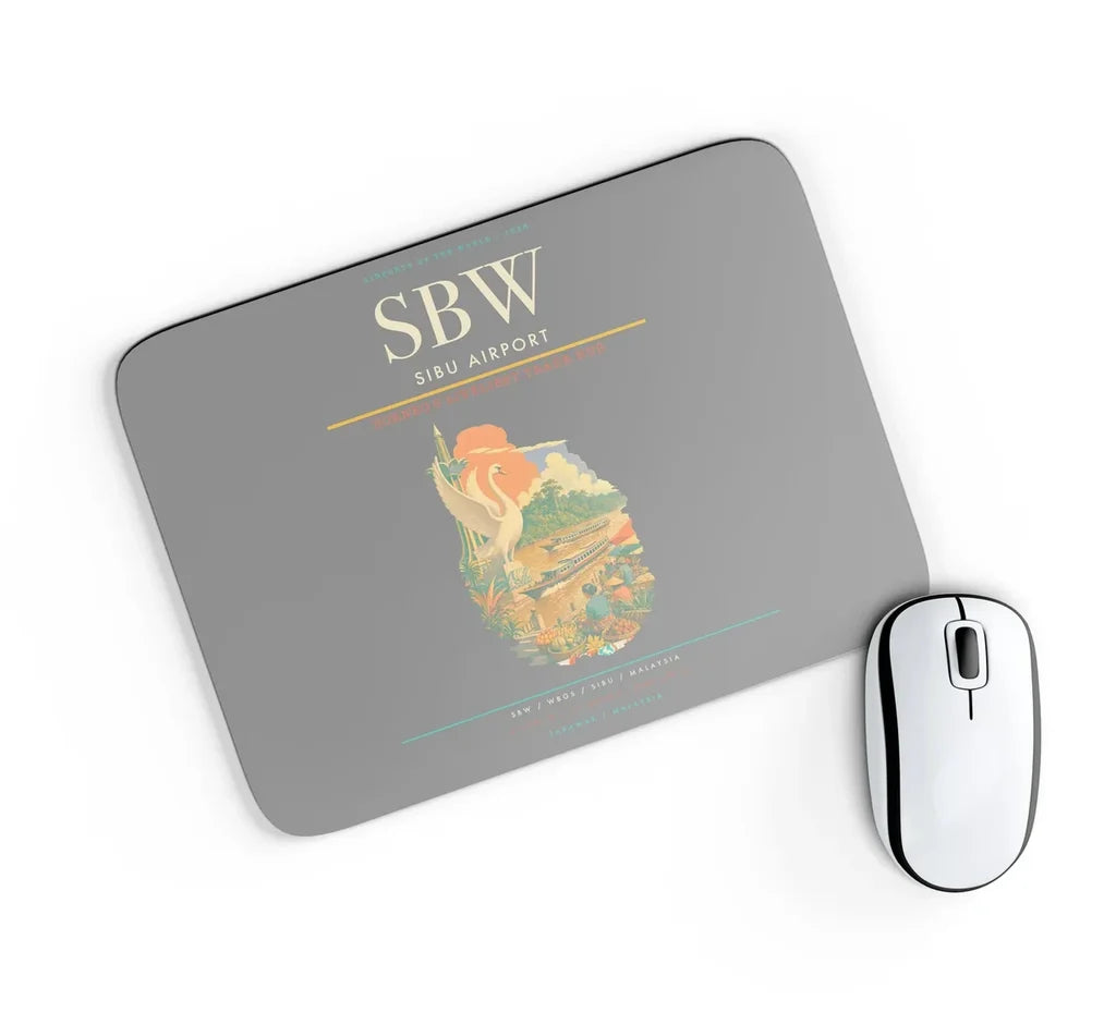 Sibu Airport (SBW) design on gray rectangle mouse pad