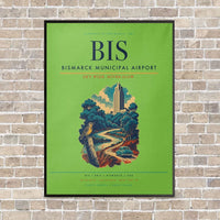 Thumbnail for Bismarck Municipal Airport BIS - Canvas Framed - Light Green