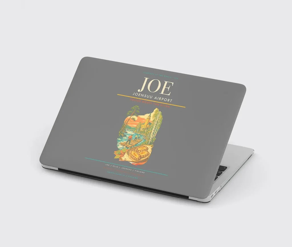 Joensuu Airport (JOE) design on gray MacBook case