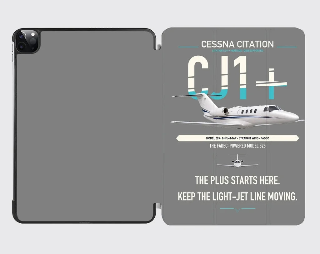 Cessna Citation CJ1+ design on gray ipad tablet case