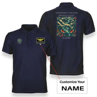 Thumbnail for VINTAGE G4403 - The Rainforest Canopy River - Double-Side Polo T-Shirt design on navyblue+name