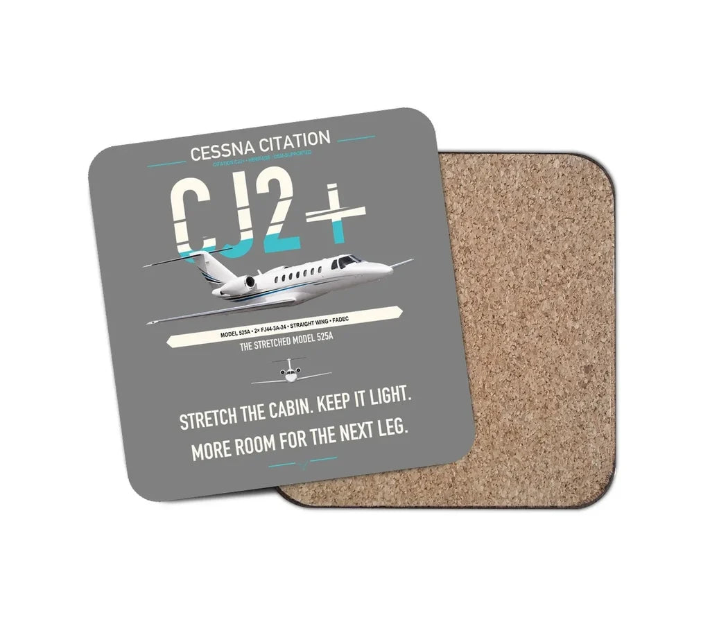 Cessna Citation CJ2+ design on gray 1 piece coaster