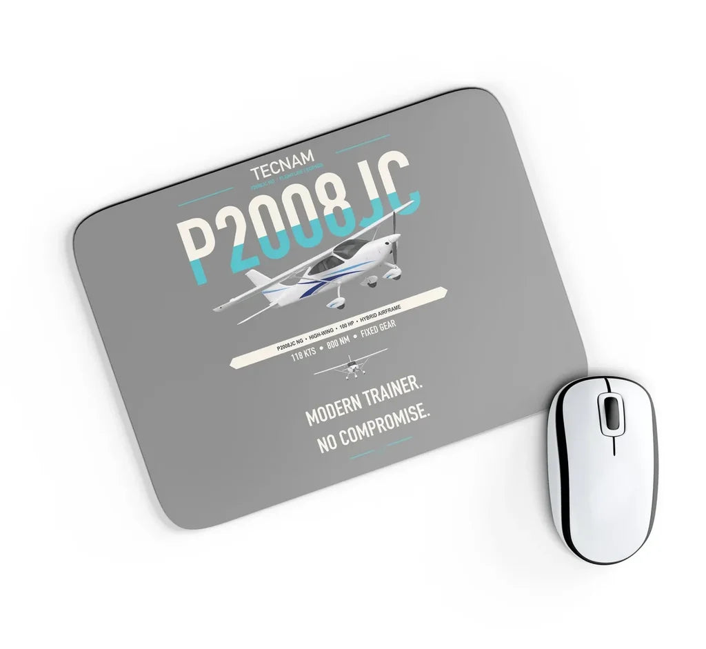 Tecnam P2008JC NG design on gray rectangle mouse pad