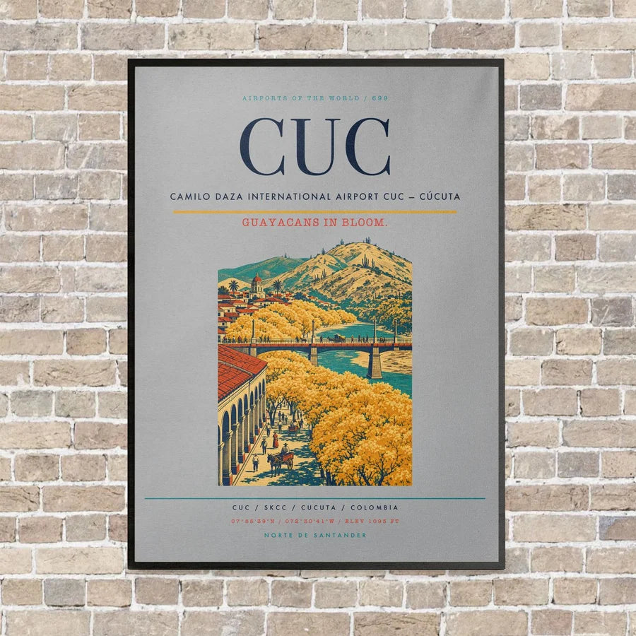 Camilo Daza International Airport CUC — Cúcuta vertical canvas print - framed - light gray background