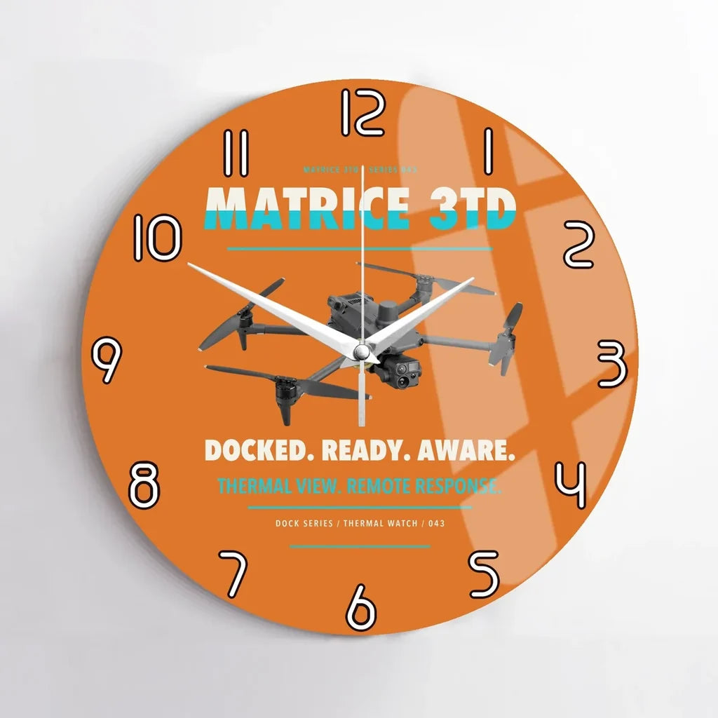 DJI Matrice 3TD design on orange no frame wall clock