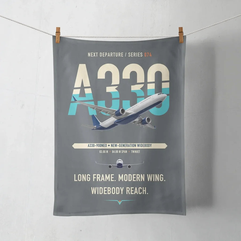 Airbus A330-900neo design on gray towel