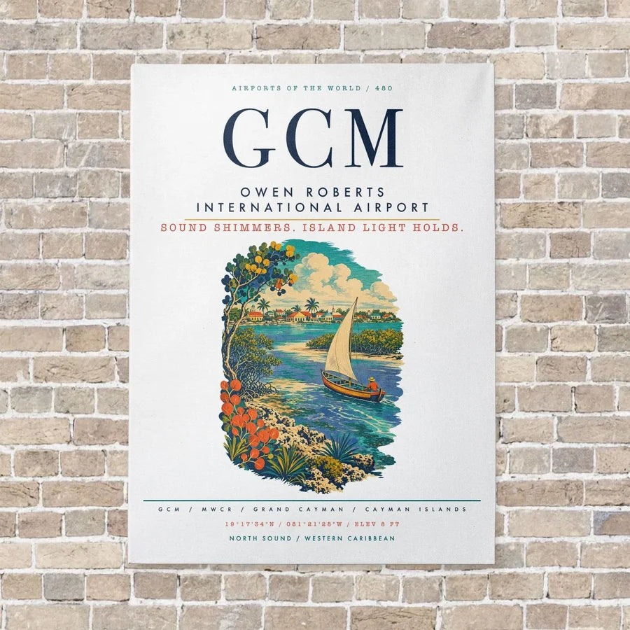 Owen Roberts International Airport GCM vertical canvas print - no frame - white background