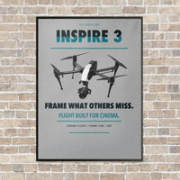 Thumbnail for DJI Inspire 3 vertical canvas print - framed - light gray background