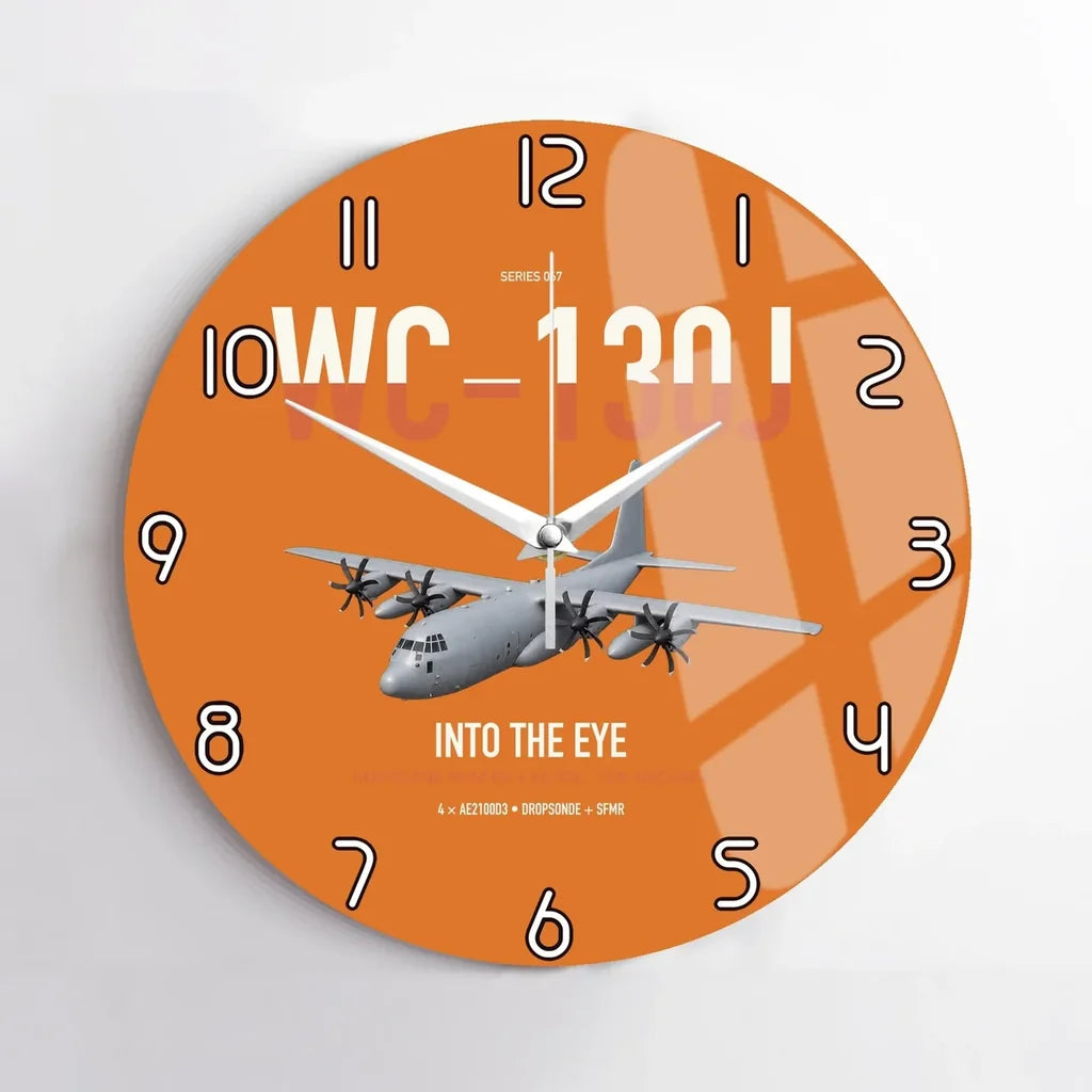 WC-130J Hurricane Hunter design on orange no frame wall clock